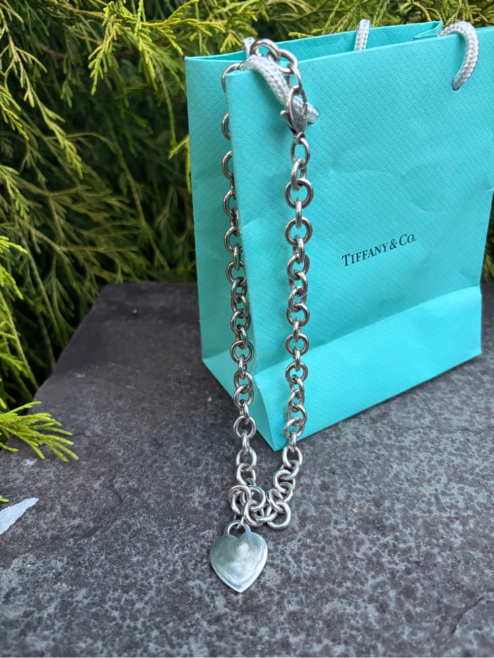 Tiffany & Co. Sterling Silver Heart Tag Link Necklace (Vintage) - Picture 6 of 7